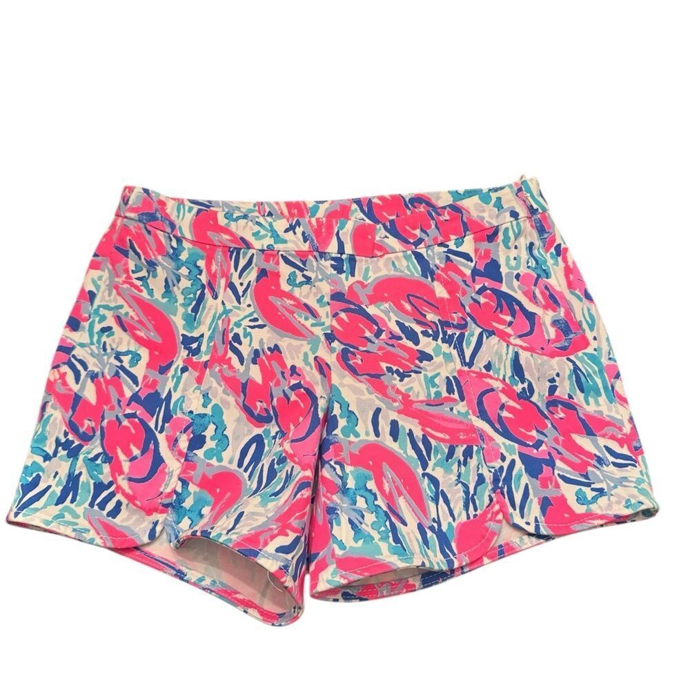 Lilly Pulitzer NWT Hazelle Stretch Short Cosmic Coral Cracked Up